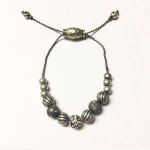Silver adjustable beaded rope bracelet